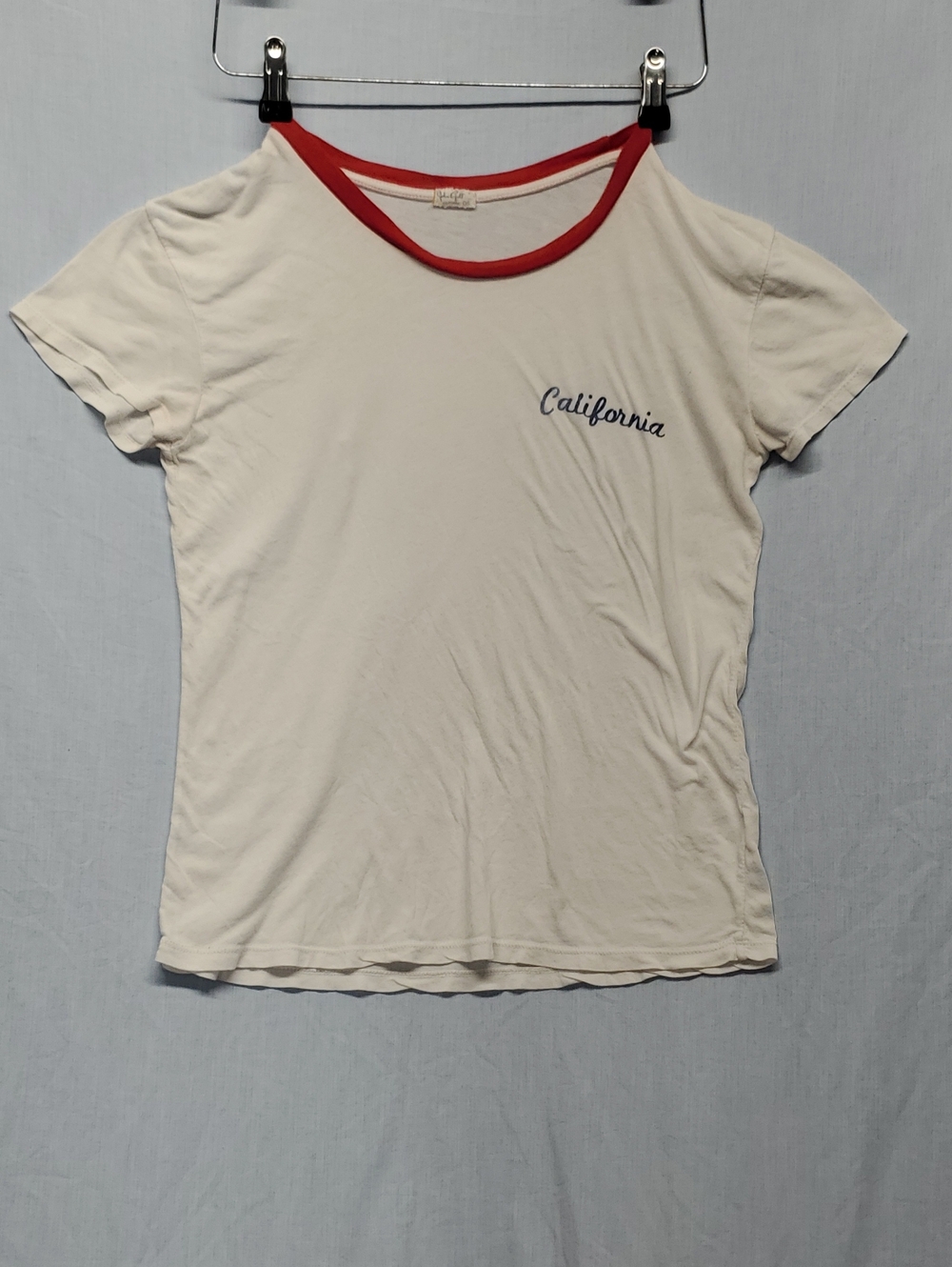 John Galt California Script Ringer Tee - White with Red Trim #277